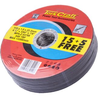 115X1.0X22.2mm Cutting Disc Steel 15+5 Pack