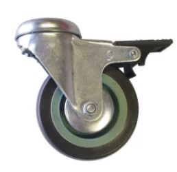 Castor 50mm Grey Rubber Bolt Hole & Brake