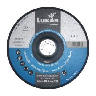 Grinding Disc T27 230/6.0/22 A24X INOX 2STR Lukas