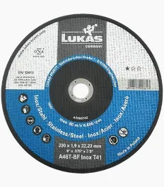 Cutting Disc T41 230/1.9/22 A46T INOX 1STR Lukas