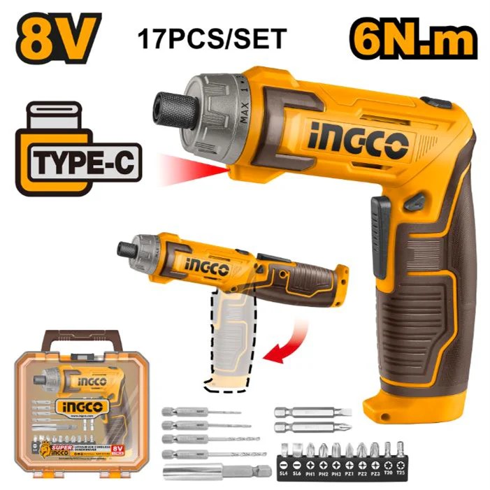INGCO 8V Cordless Screwdriver 10pcs